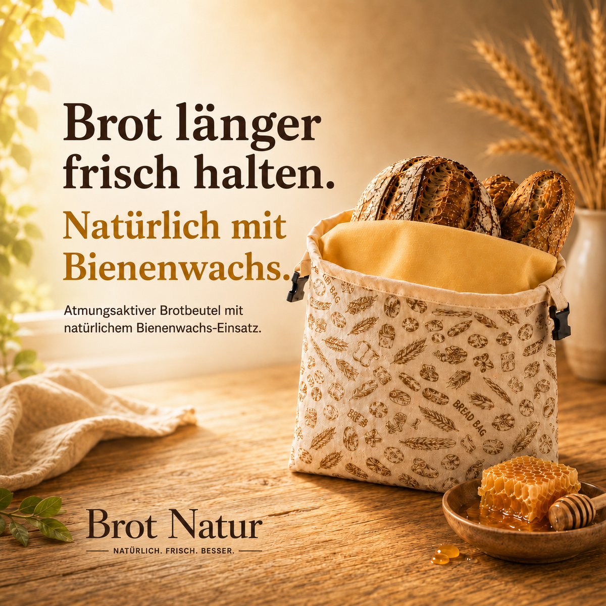 BrotNatur Brotbeutel mit frischem Brot